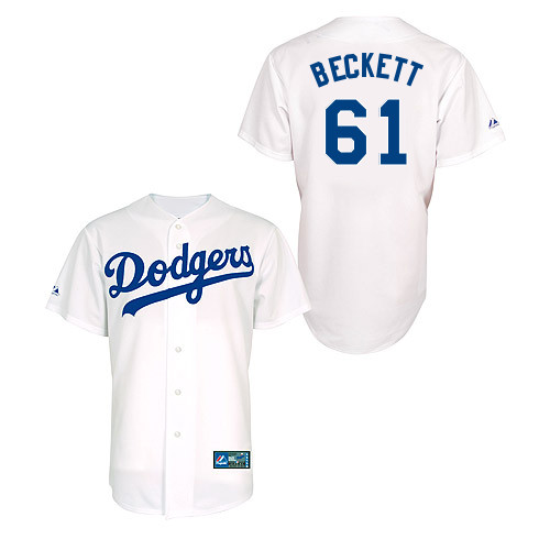 Josh Beckett #61 Youth Baseball Jersey-L A Dodgers Authentic Home White MLB Jersey